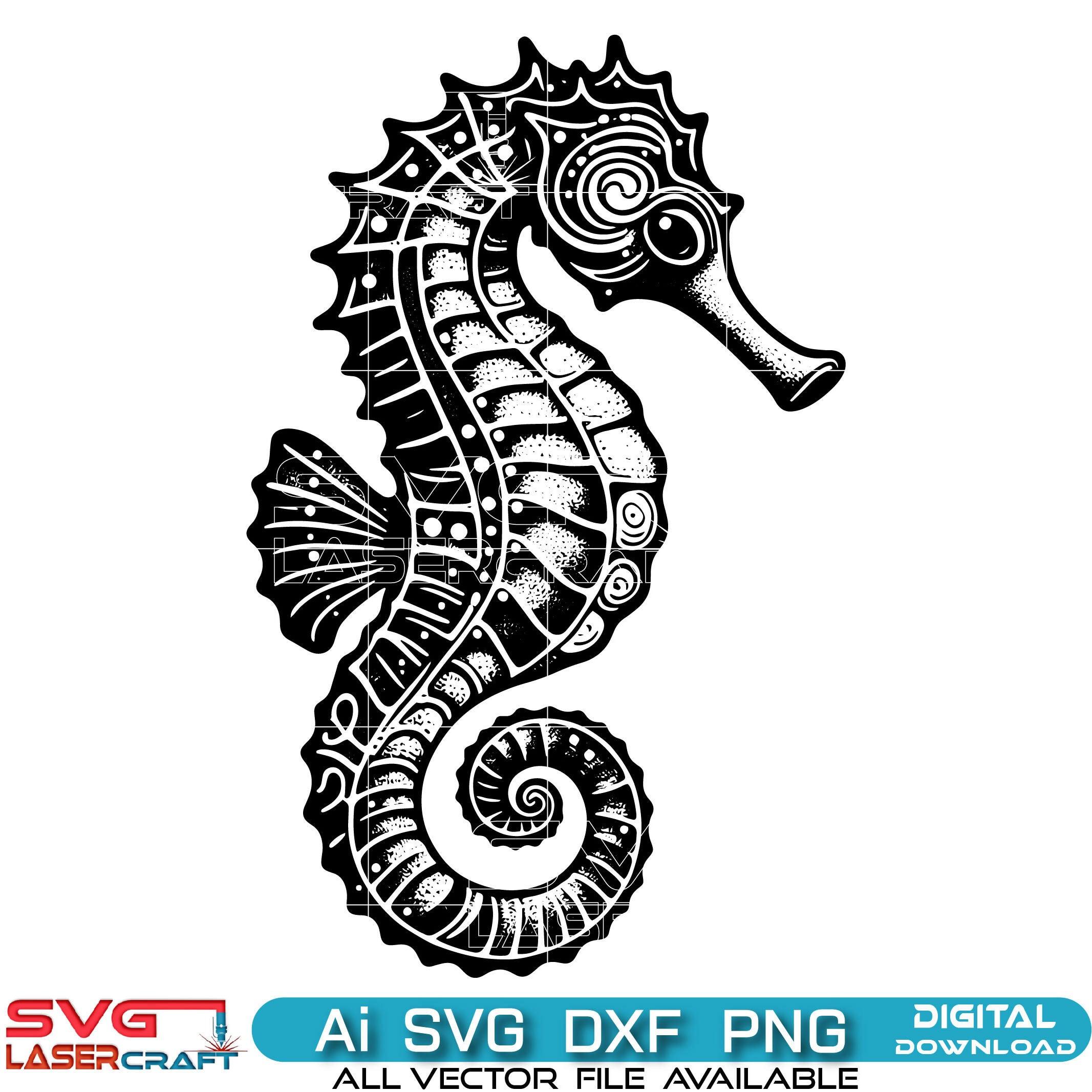 Sea Horse SVG line art