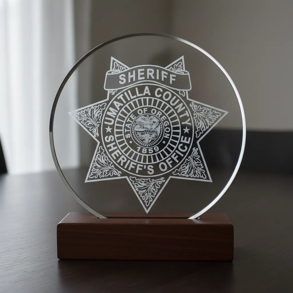 Umatilla County Sheriff Badge SVG

Oregon Law Enforcement Vector Design

6-Point Star Filigree Badge Engraving File

Umatilla County OR Sign CNC File

State of Oregon Seal Vector for Laser Cutting