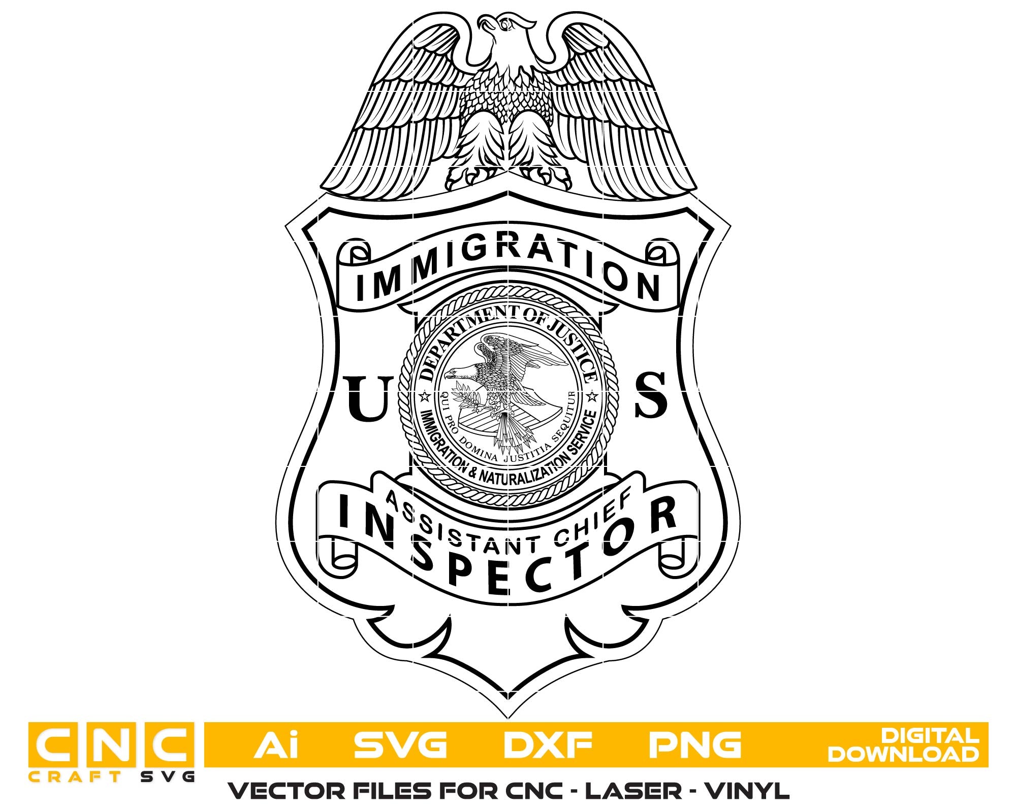 United States Immigration Assistant Chief Inspector Badge SVG
Immigration Assistant Chief Inspector Badge Vector
Federal Immigration Inspector Badge SVG
U.S. Immigration Service Badge
Immigration Chief Inspector Badge Design