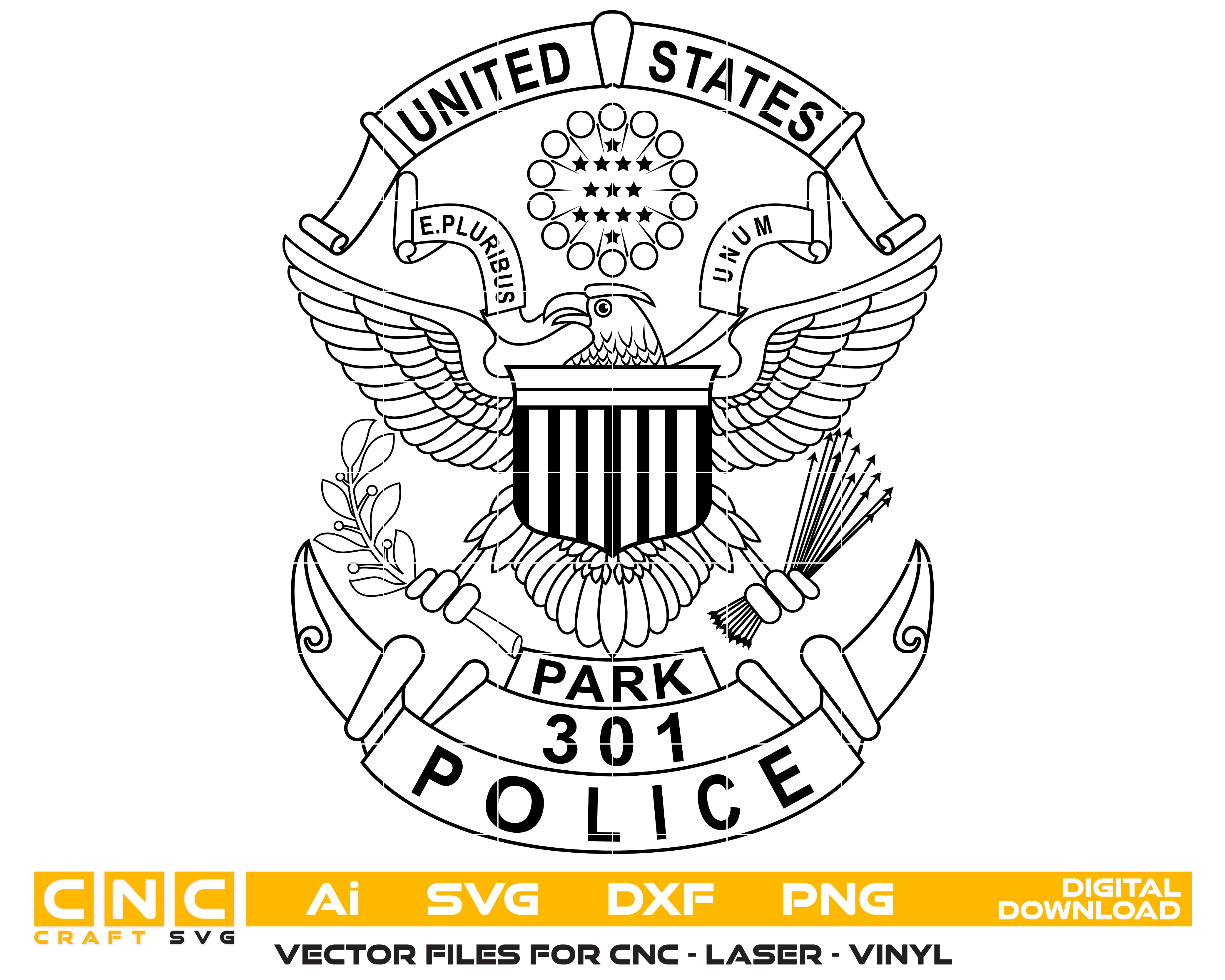 United States Park Police Badge SVG

Federal Law Enforcement Eagle Vector

US Park Police Shield Design

Federal Officer Badge for Engraving

American Eagle Police CNC File