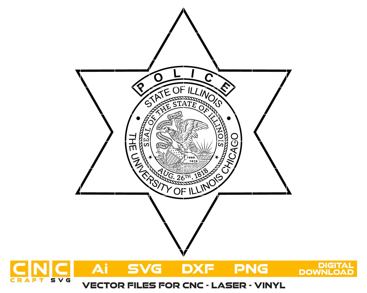 University of Illinois Chicago Police Badge SVG UIC Law Enforcement Vector