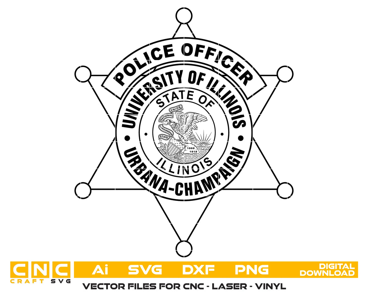 University of Illinois Urbana-Champaign Police Officer Badge SVG UIUC Law Enforcement Vector