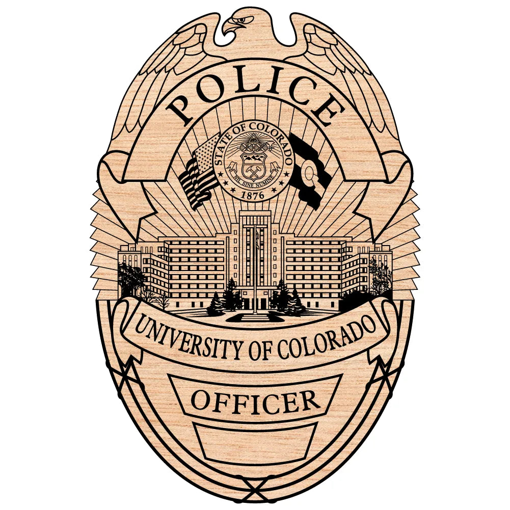 University of Colorado Police Badge SVG

Campus Law Enforcement Vector

Police Oval Badge University Emblem

Officer Plaque Engraving File

CU Police Sign CNC File