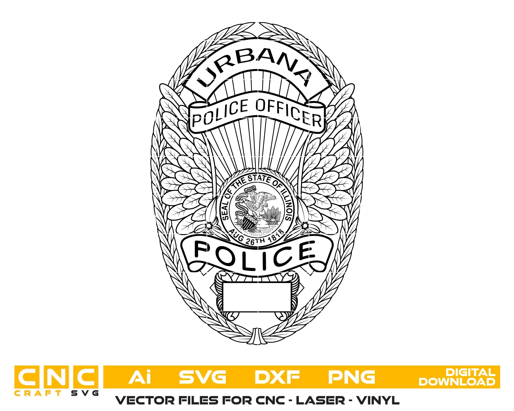Urbana Police Officer Badge SVG Illinois Law Enforcement Vector