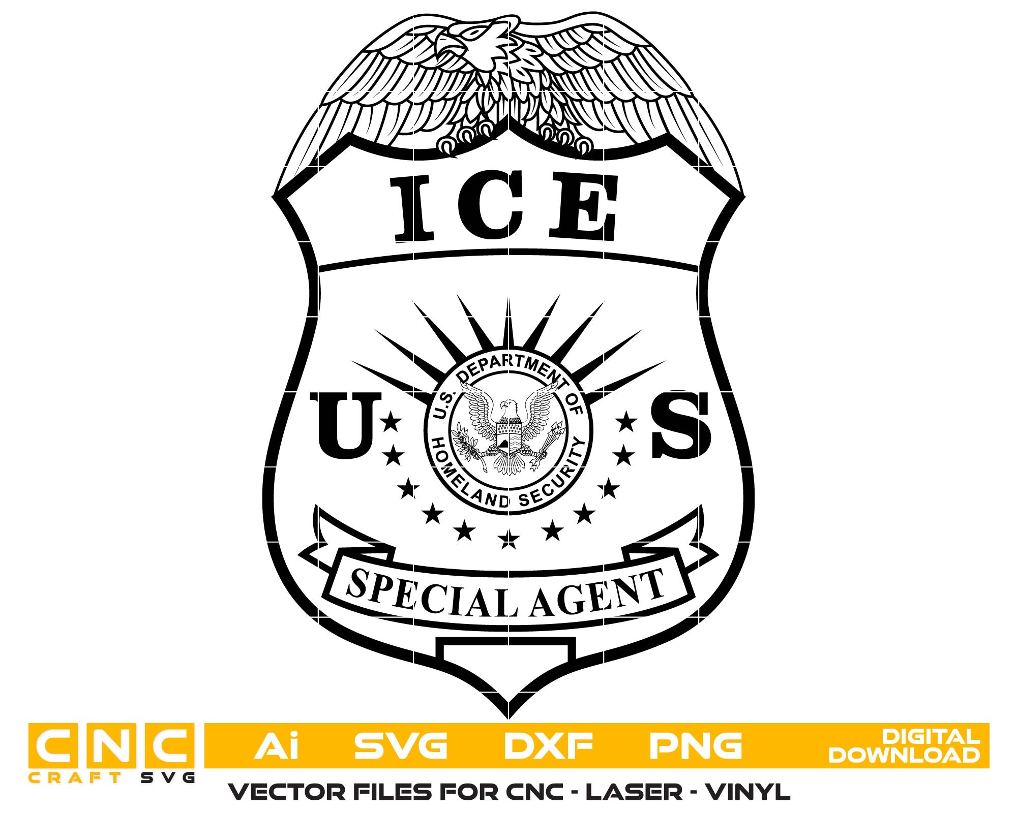 U.S. Immigration and Customs Enforcement Special Agent Badge SVG
ICE Special Agent Badge Vector
Immigration and Customs Enforcement Badge SVG
Federal ICE Special Agent Badge
U.S. ICE Special Agent Badge Design