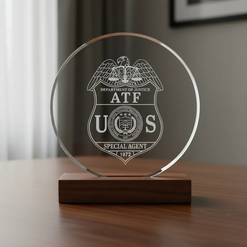 US ATF Special Agent Badge SVG

Federal Law Enforcement Vector

DOJ Eagle Shield Emblem

Agent Plaque Engraving File

ATF Badge Sign CNC File