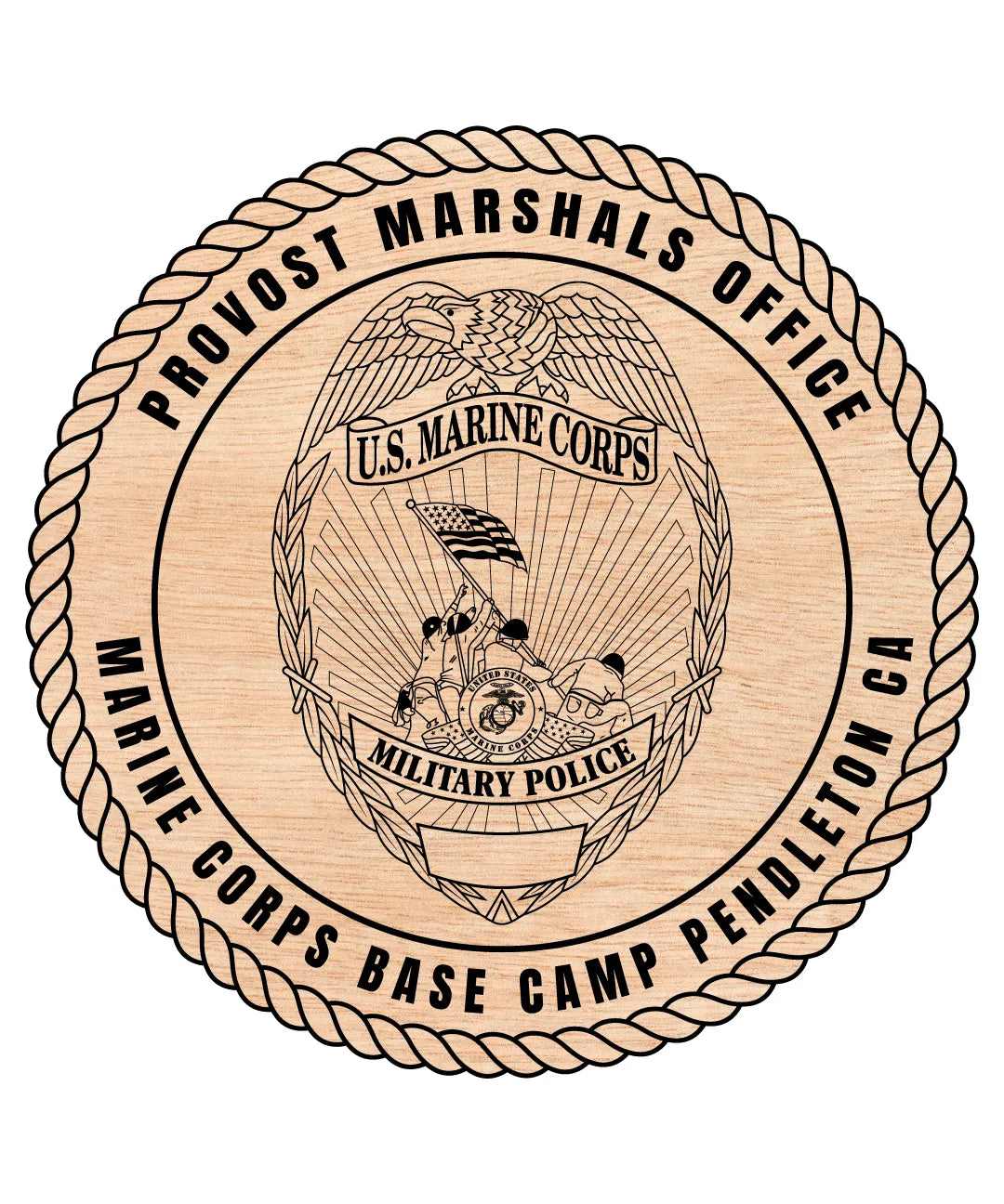 vUSMC Provost Marshals Badge SVG

Marine Corps Military Police Vector

Camp Pendleton Provost Emblem

Military Plaque Engraving File

USMC Provost Sign CNC File