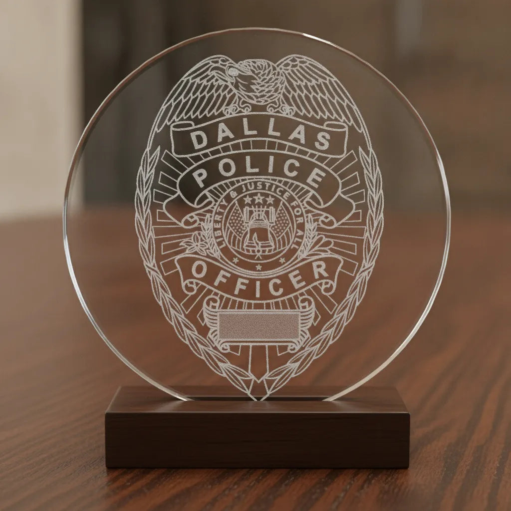 Dallas Police Officer Badge SVG

Liberty Bell Law Enforcement Vector

Police Eagle Shield Emblem

Officer Plaque Engraving File

Dallas Police Sign CNC File