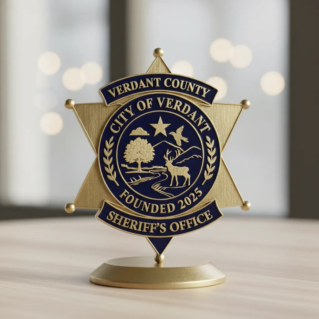 Verdant County Sheriff Office Badge SVG

Law Enforcement 6-Point Star Vector

Sheriff Badge Nature Seal Engraving File

Verdant County Sign CNC File

Deputy Badge Vector for Laser Cutting