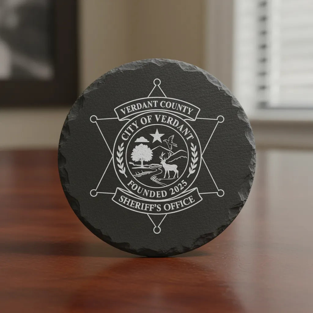 Verdant County Sheriff Office Badge SVG

Law Enforcement 6-Point Star Vector

Sheriff Badge Nature Seal Engraving File

Verdant County Sign CNC File

Deputy Badge Vector for Laser Cutting
