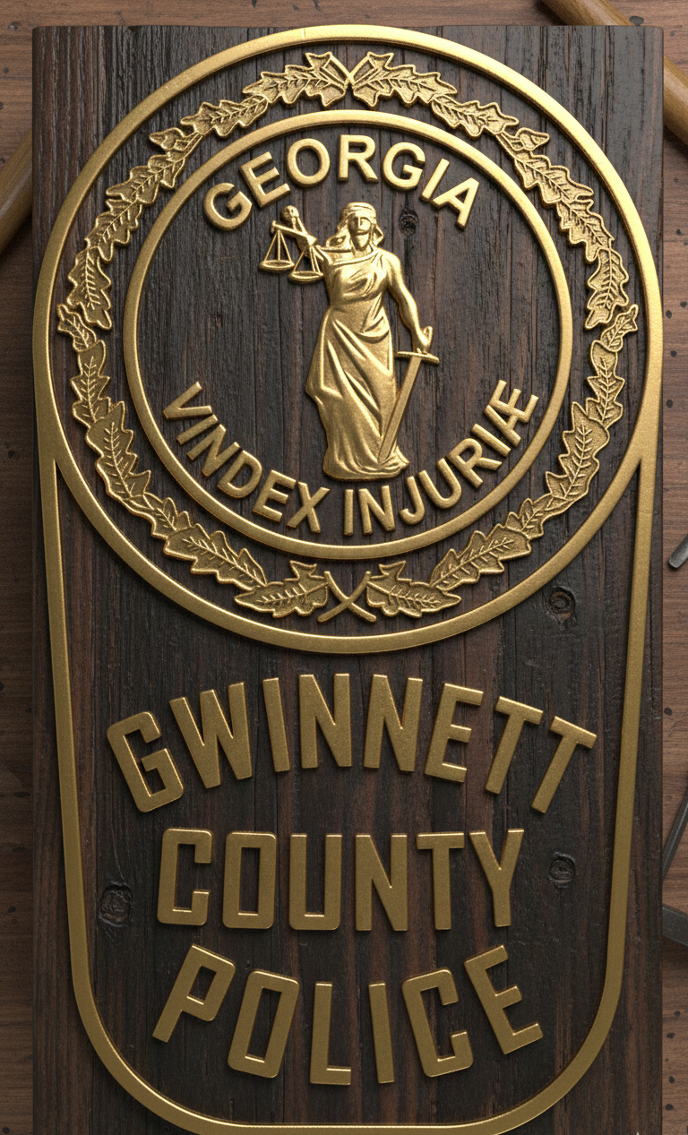Gwinnett County Police Badge SVG

Georgia Law Enforcement Shield Vector

Vindex Injuriae Motto Emblem

Lady Justice Police Badge Design

Gwinnett County Police CNC File