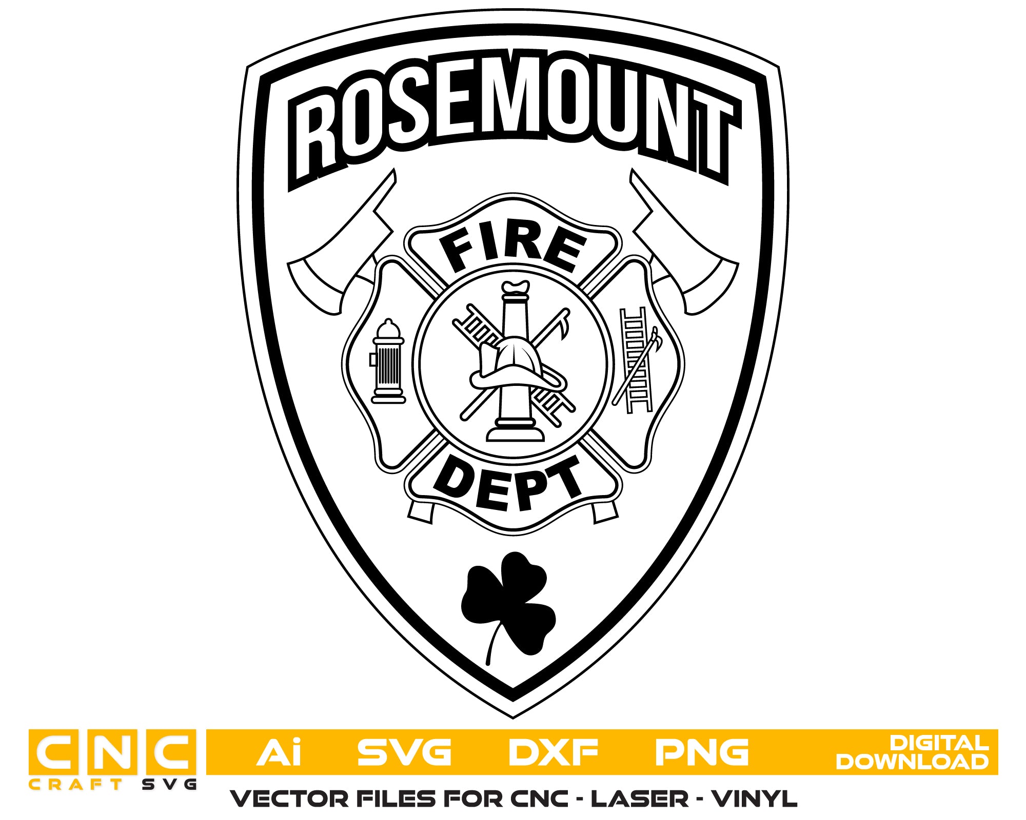 Rosemount Fire Department Patch SVG

Fire Rescue Shield Vector

Maltese Cross Shamrock Emblem

Firefighter Plaque Engraving File

Rosemount Fire Dept Sign CNC File