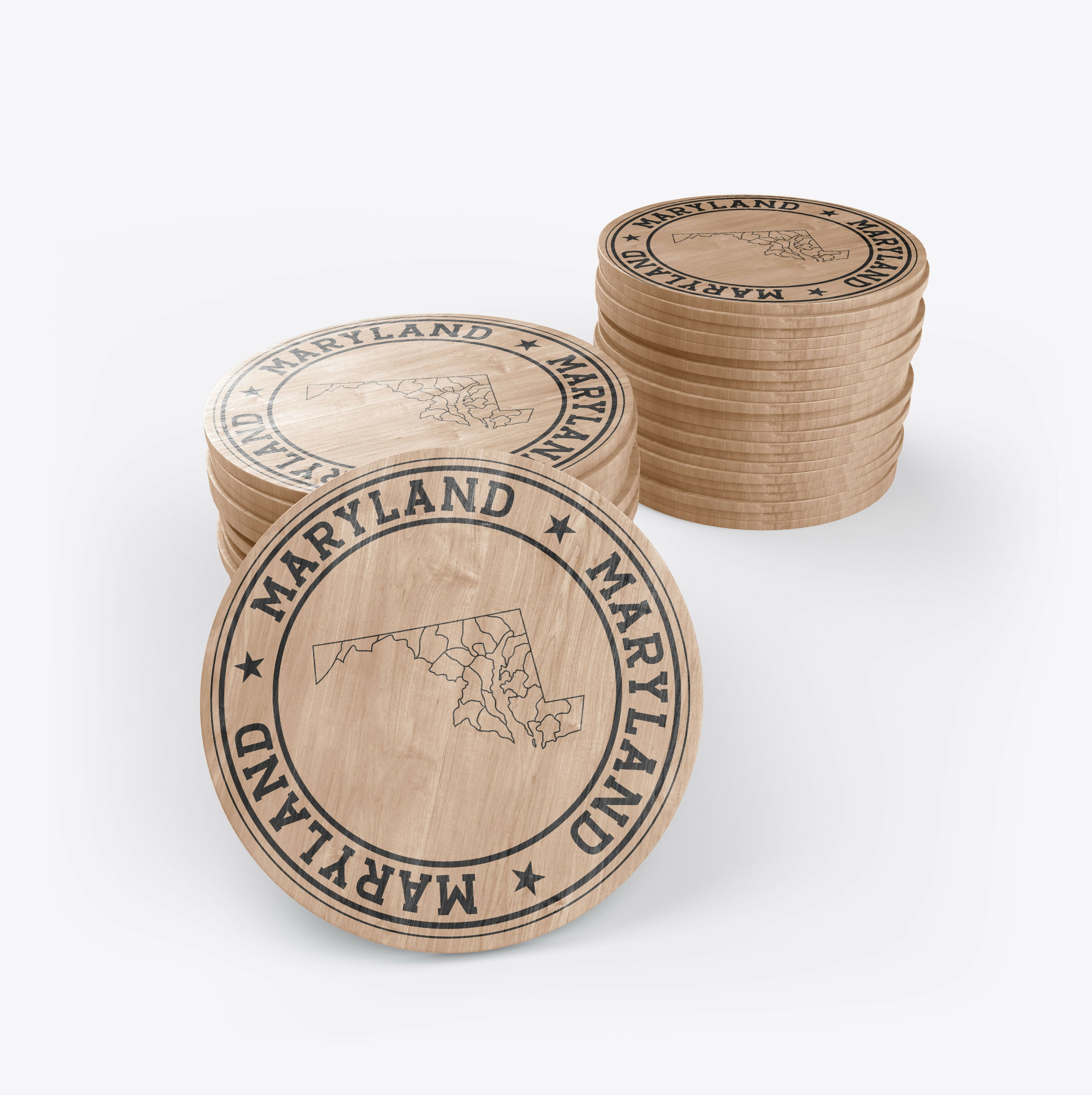 Maryland State Map logo Svg Wooden