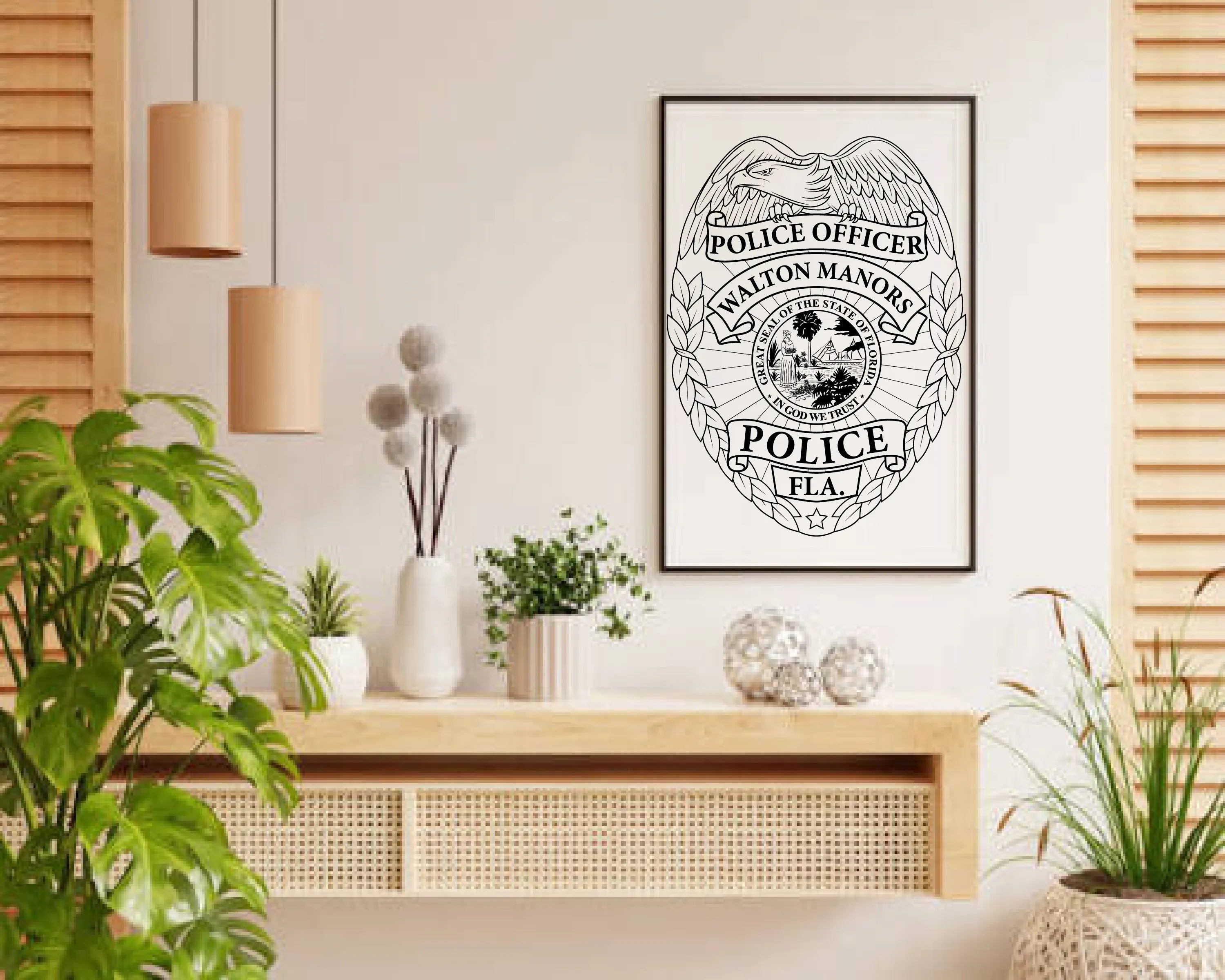 Walton Manors Police Badge SVG

Florida Law Enforcement Vector

Walton Manors Officer Shield Emblem

Officer Plaque Engraving File

Walton Manors Police Sign CNC File