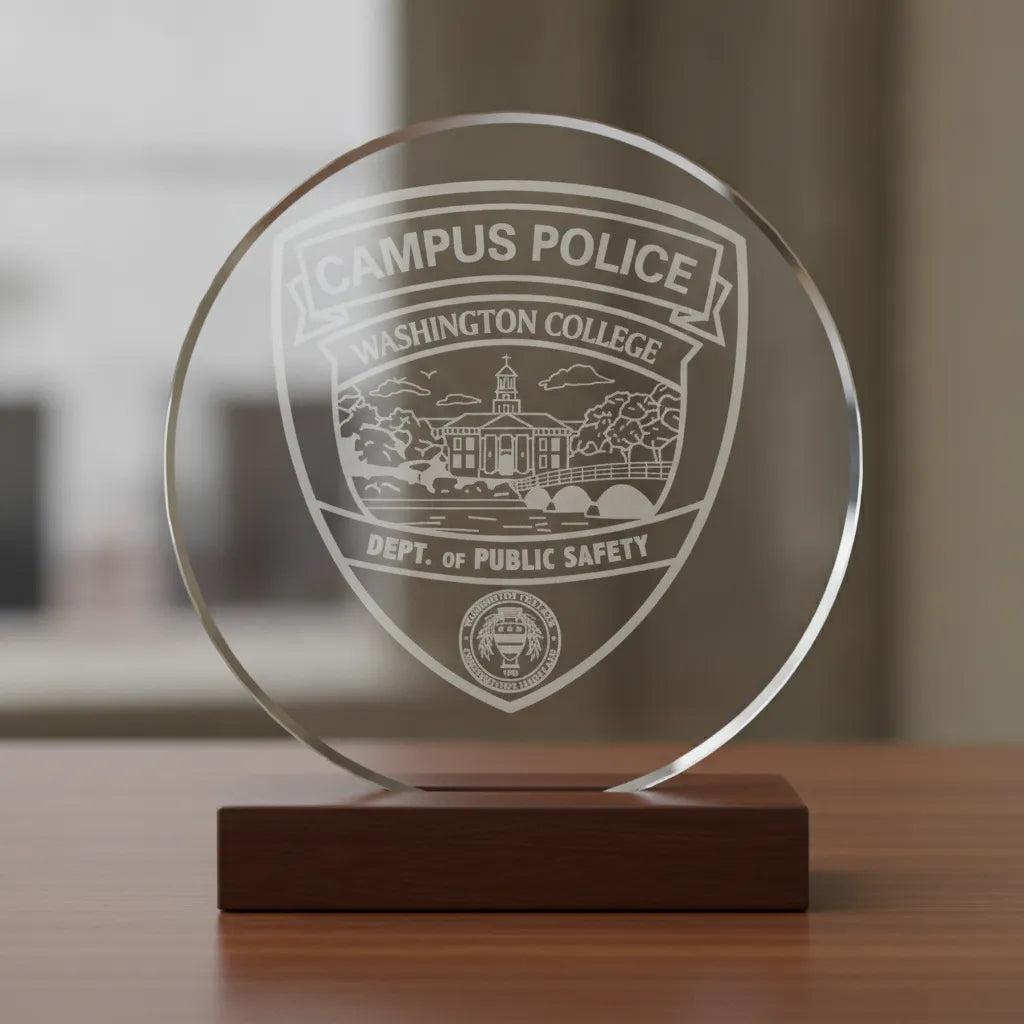 Washington College Campus Police SVG

University Public Safety Shield Vector

College Campus Scenic Engraving File

Campus Police Badge Sign CNC File

Dept of Public Safety Vector for Lasers