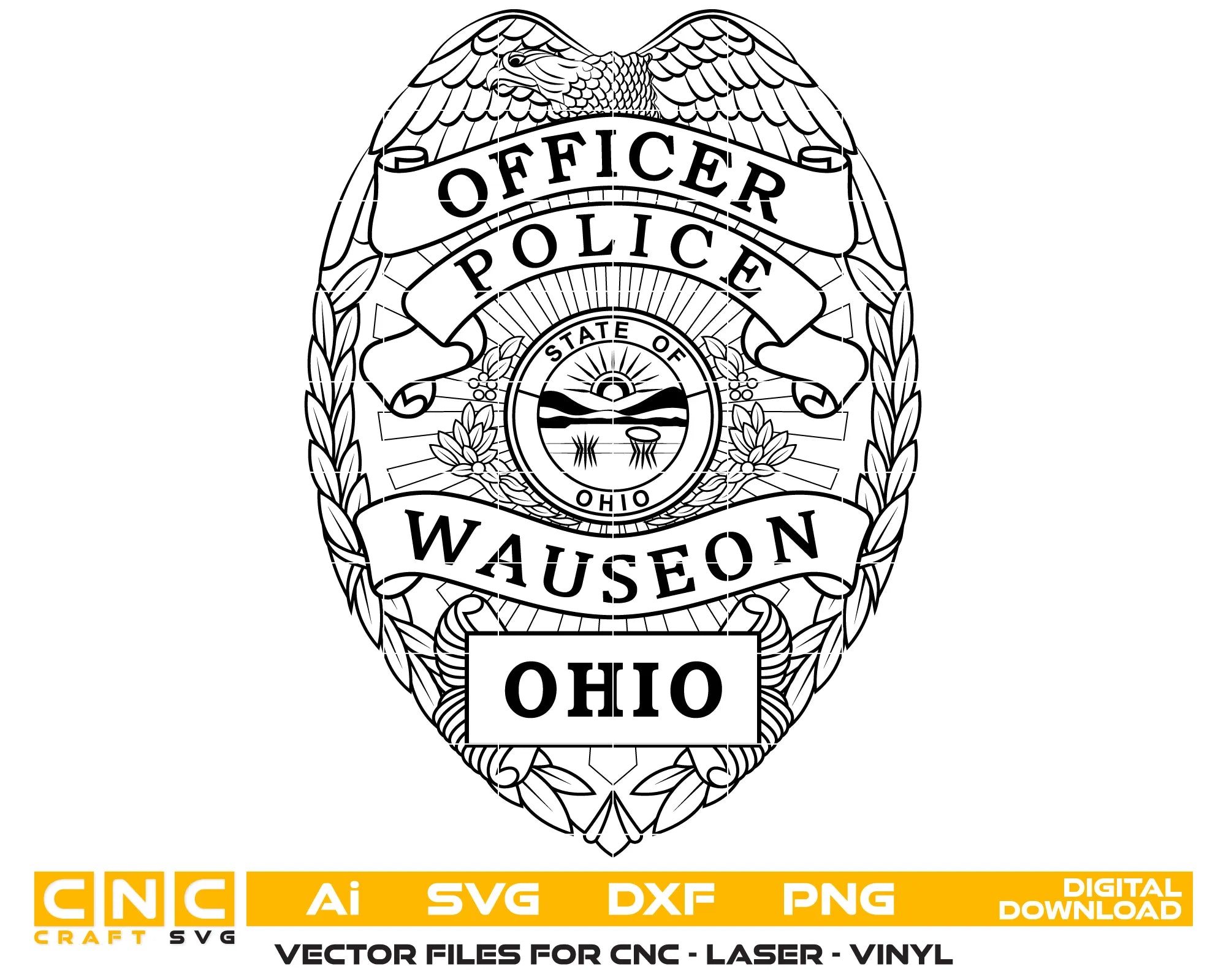 Wauseon Police Officer Badge SVG