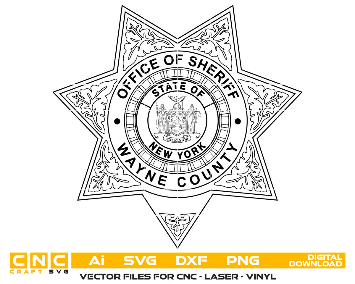 Wayne County Office Of Sheriff Badge New York SVG Law Enforcement Vector