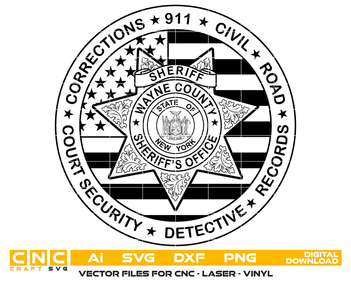 Wayne County Sheriff's Office Badge SVG New York Law Enforcement Vector