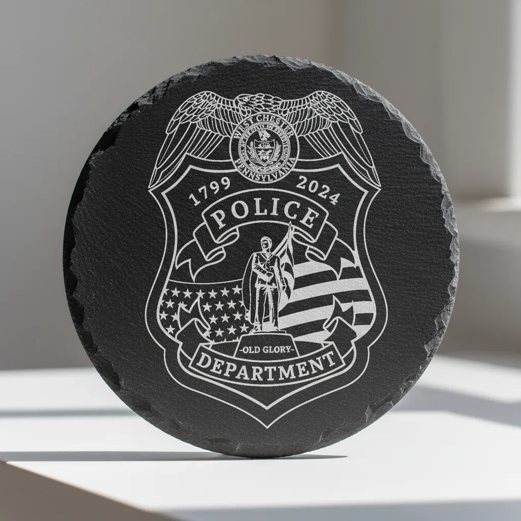 West Chester PA Police Department Badge SVG

Pennsylvania Law Enforcement Commemorative Vector

Eagle Shield Police Badge Engraving File

West Chester Old Glory Sign CNC File

PA State Seal Badge Vector for Lasers