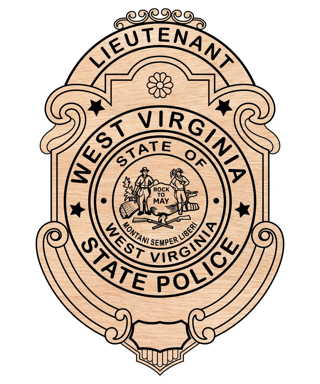 West Virginia State Police Lieutenant Badge SVG

WV Law Enforcement Vector

WV State Police Lieutenant Emblem

Officer Plaque Engraving File

West Virginia Police Sign CNC File