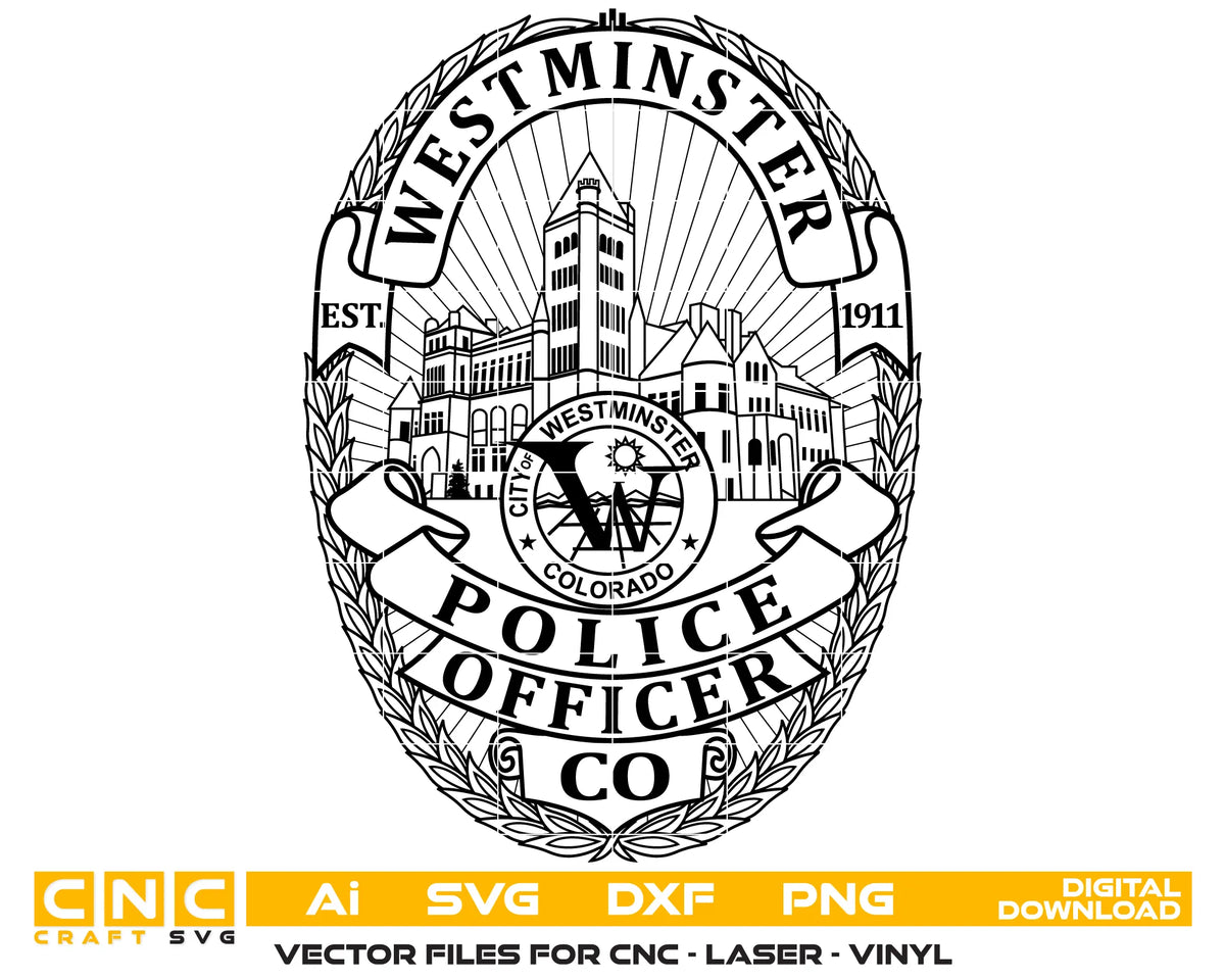 Westminster Police Officer Badge Colorado SVG Police Vector