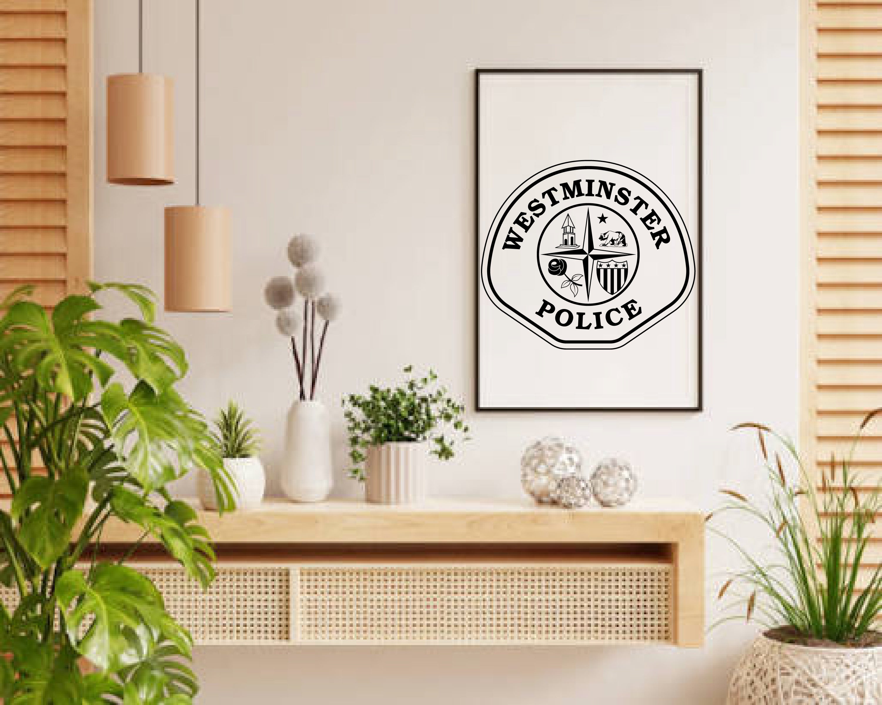 Westminster Police Badge SVG

Law Enforcement Vector

Police Rounded Shield Emblem

Officer Plaque Engraving File

Westminster Police Sign CNC File