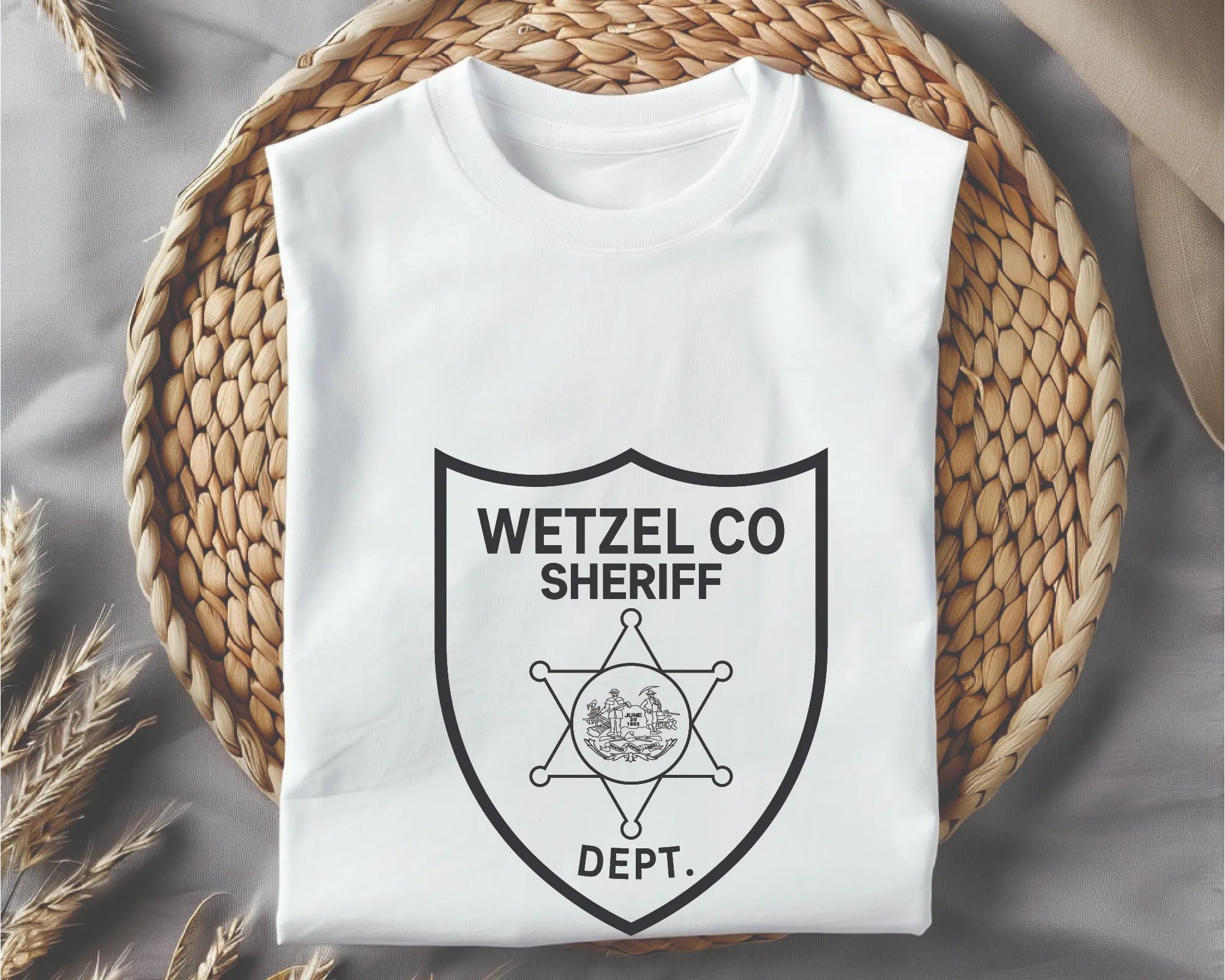 Wetzel County Sheriff Patch SVG

West Virginia Law Enforcement Vector

Sheriff Shield 6-Point Star Emblem

Deputy Plaque Engraving File

Wetzel County Sheriff Sign CNC File