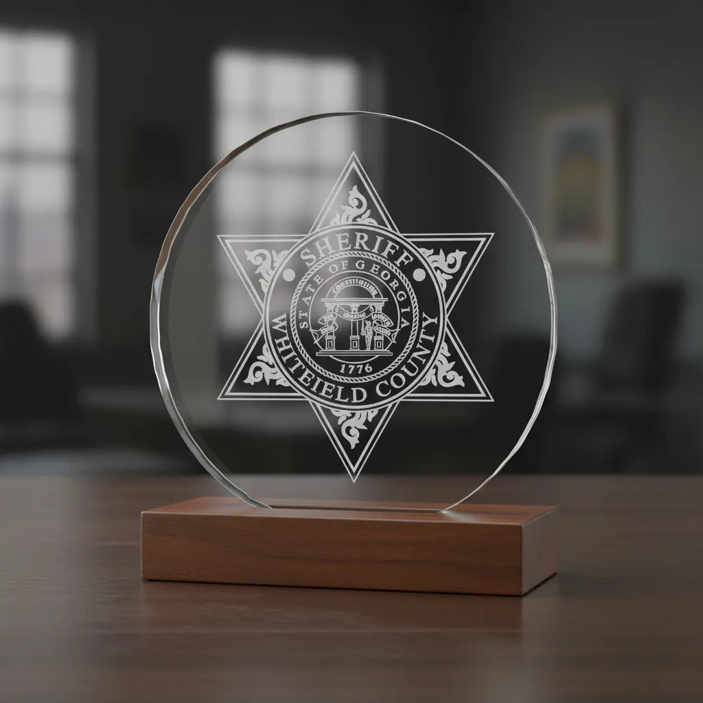 Whitfield County Sheriff Badge SVG

Georgia Law Enforcement Vector Design

5-Point Star Sheriff Badge Engraving File

Whitfield County GA Sign CNC File

State of Georgia Seal Vector for Laser Cutting