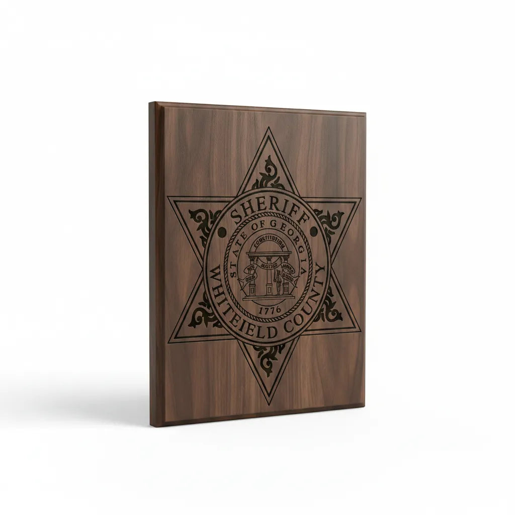 Whitfield County Sheriff Badge SVG

Georgia Law Enforcement Vector Design

5-Point Star Sheriff Badge Engraving File

Whitfield County GA Sign CNC File

State of Georgia Seal Vector for Laser Cutting
