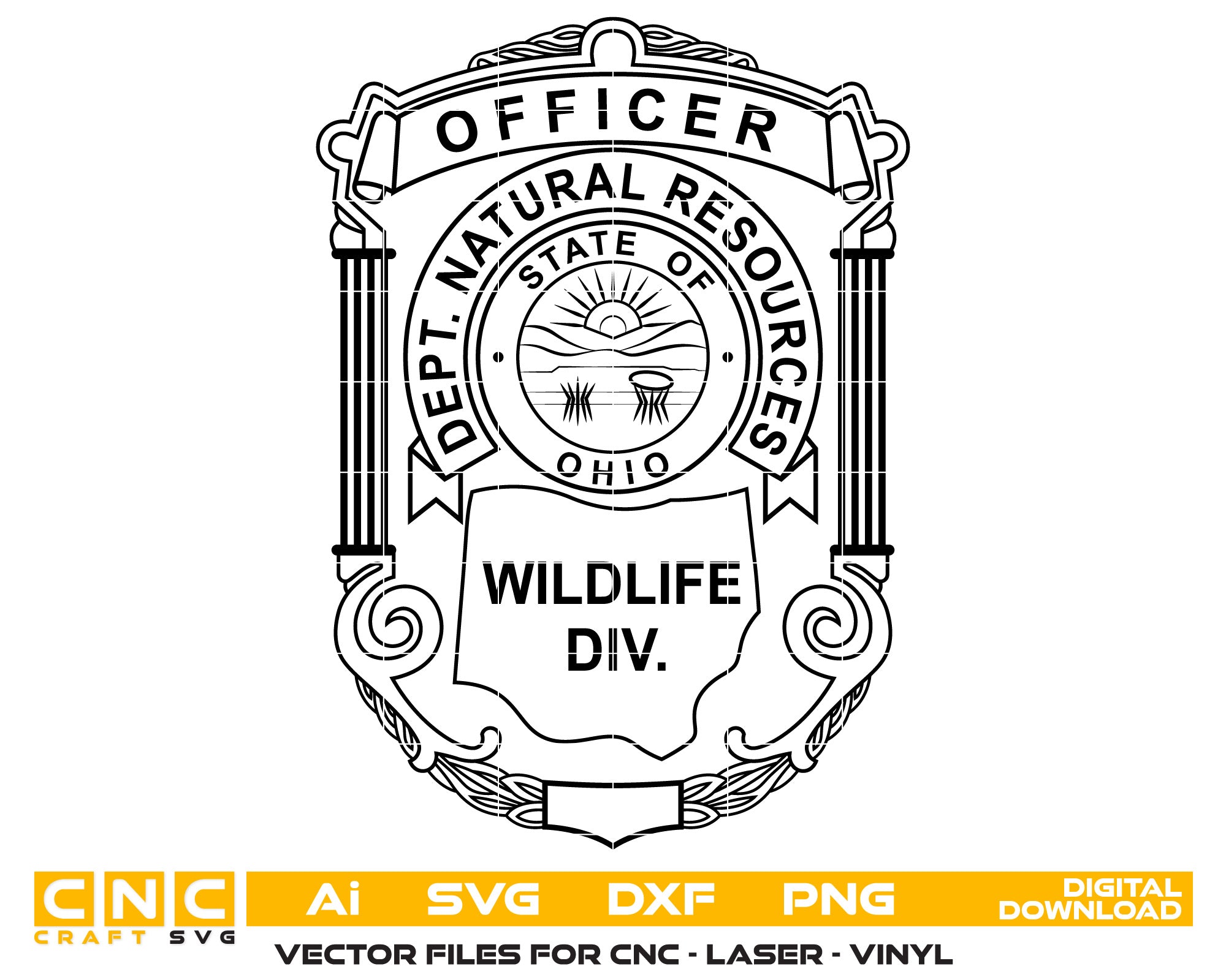 Wildlife Officer Career Logo SVG

Conservation Law Enforcement Vector

Game Warden Recruitment Emblem

Wildlife Agency Sign Engraving File

Outdoor Career Logo CNC File