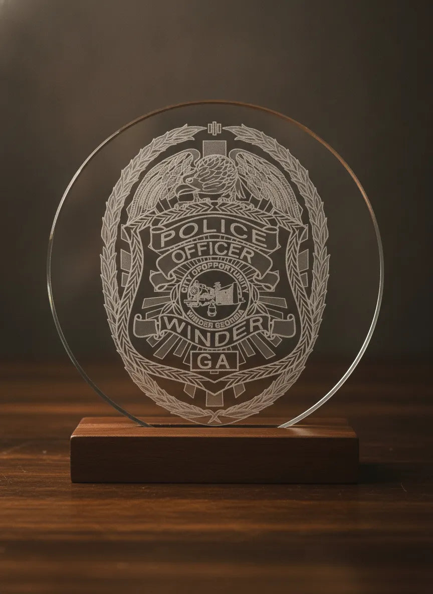 Winder GA Police Officer Badge SVG

Georgia Law Enforcement Shield Vector

City of Opportunity Seal Engraving File

Eagle Wreath Police Badge Sign CNC File

Police Shield Vector for Laser Engraving