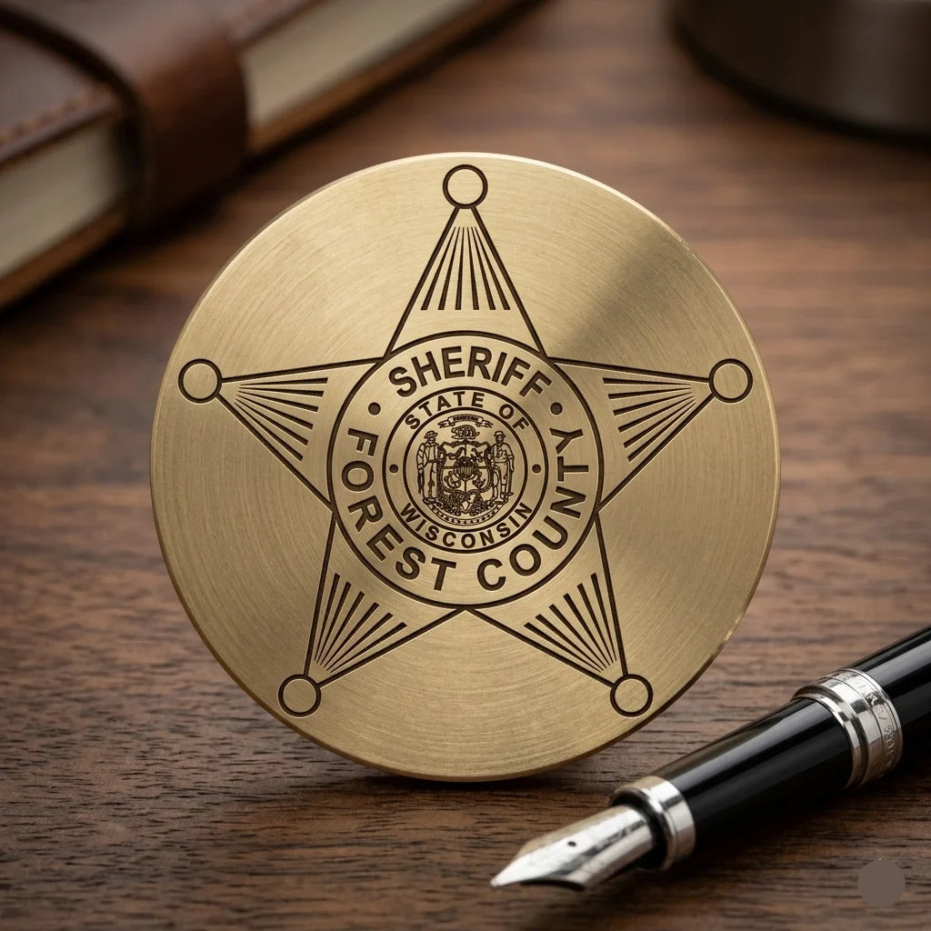 Forest County Sheriff Badge SVG for CNC

Forest County WI Sheriff Vector for Laser Engraving

Wisconsin Law Enforcement Emblem for Wood Carving

Professional Forest County Sheriff Shield Design

Forest County Sheriff SVG Logo for CNC Router Projects
