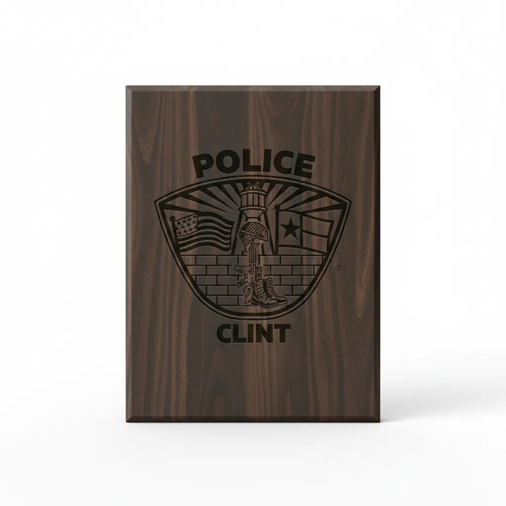 Clint Police Logo Patch SVG

Texas Law Enforcement Vector Design

Police Fallen Soldier Tribute Engraving File

Clint Texas Police Sign CNC File

Shield Patch Vector for Laser Cutting
