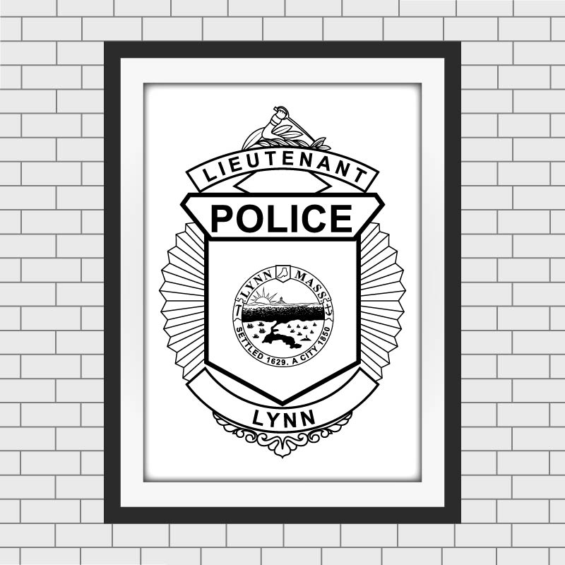Lynn Police Lieutenant Badge SVG, Lynn MA Police Badge Vector, Police Lieutenant Shield SVG, Law Enforcement Badge Design, Lynn Police Emblem Vector